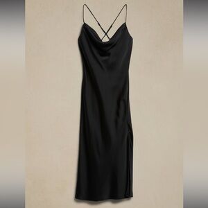 Valley Midi Black Slip Dress Banana Republic Factory